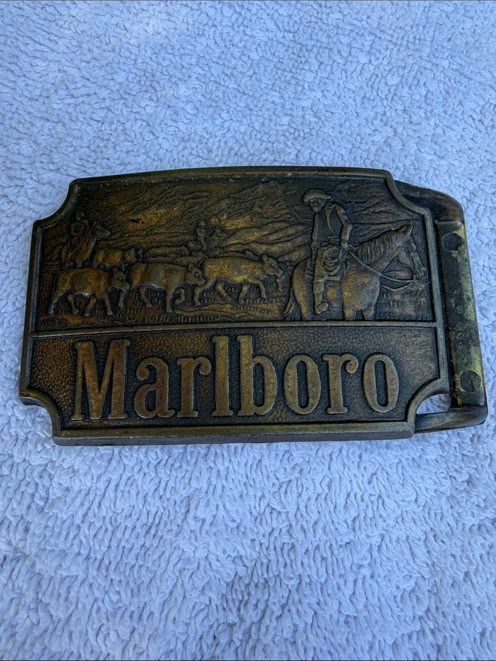 Marlboro Brass-Tone Western Cowboy Belt Buckle